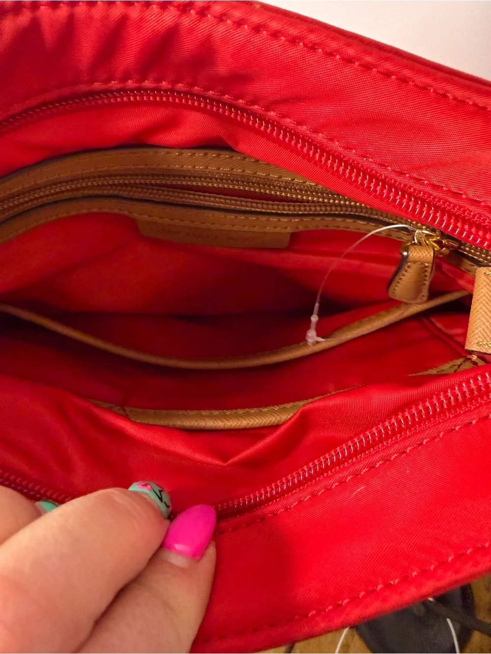 Michael Kors Red Crossbody with Tan Adjustable Strap